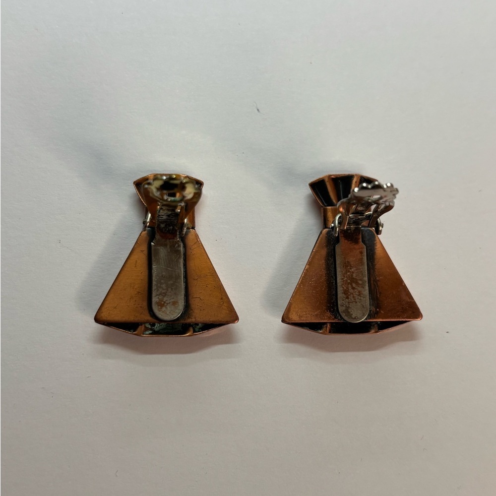 RENOIR VINTAGE COPPER EARRINGS - Picture 3 of 5